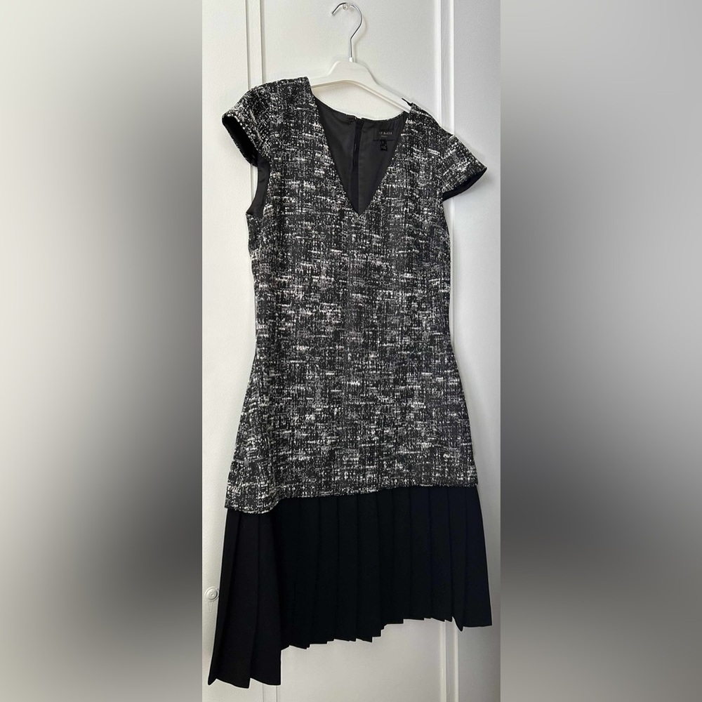 Ted Baker Lucina Pleated Flare Dress with V-Neck, Barely worn.